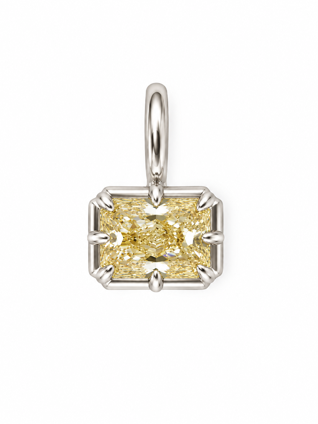 Yellow Crushed Ice Rectangle Pendant With Prongs