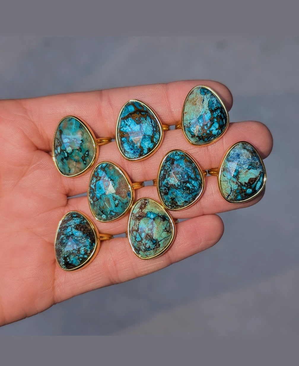 Chrysocolla Large Gemstone Cocktail Ring