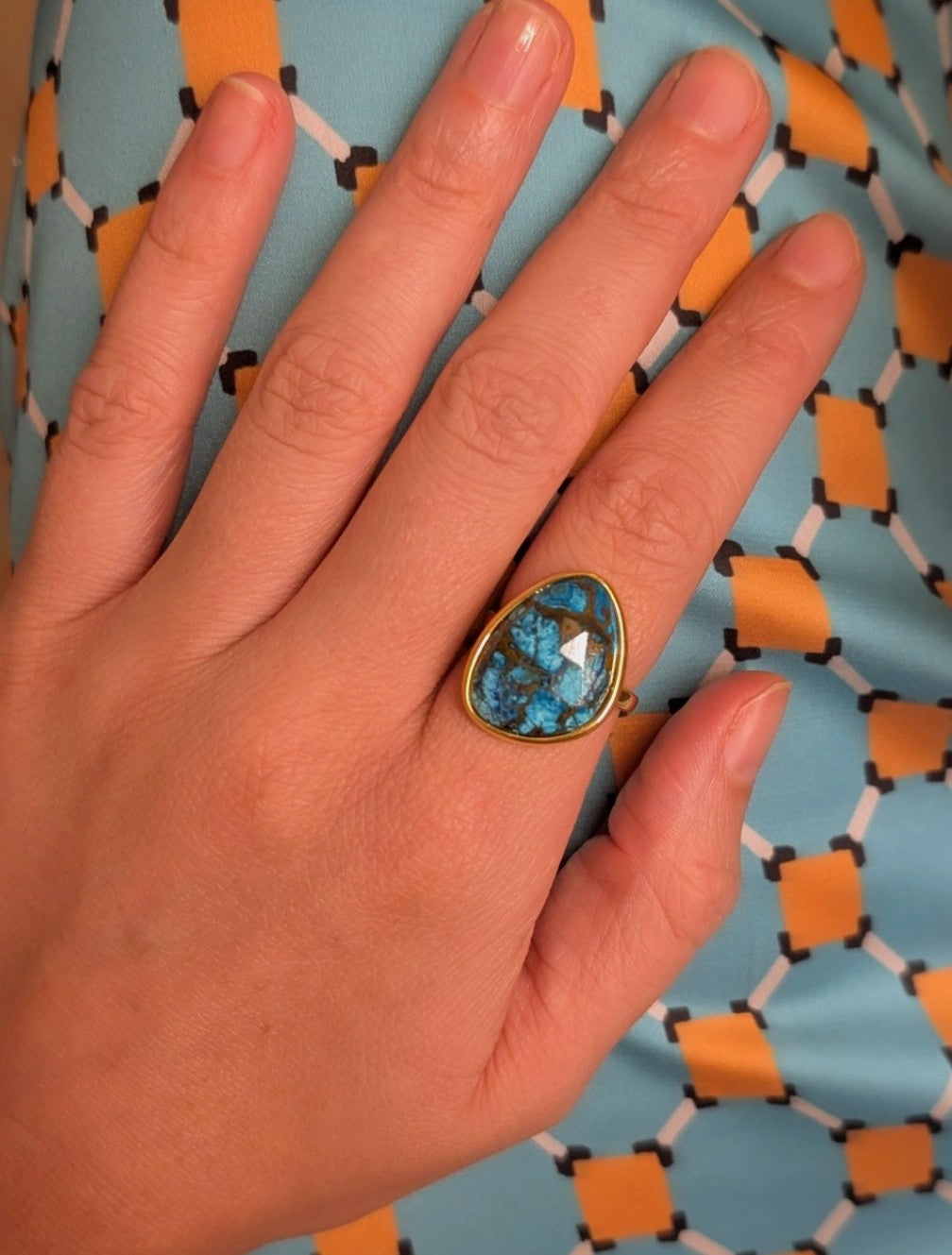 Chrysocolla Large Gemstone Cocktail Ring