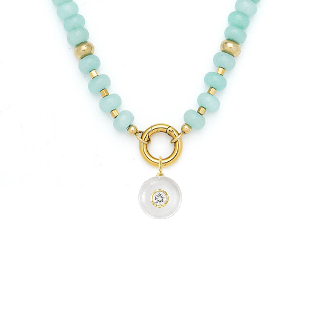 Clear Quartz Pendant and Raya Gemstone Necklace