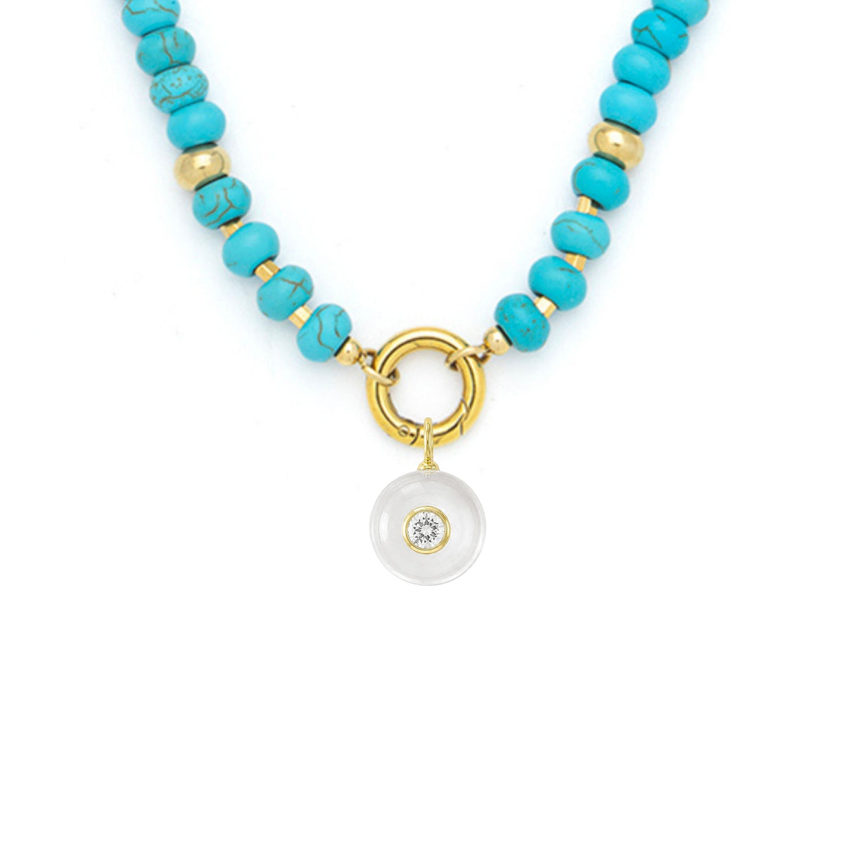 Clear Quartz Pendant and Raya Gemstone Necklace