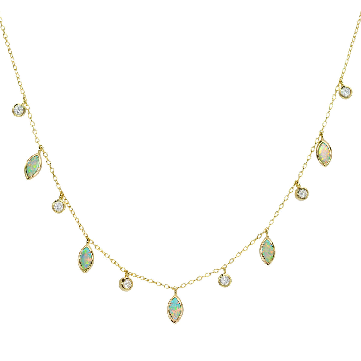 Drops of spring necklace with opal light green gold