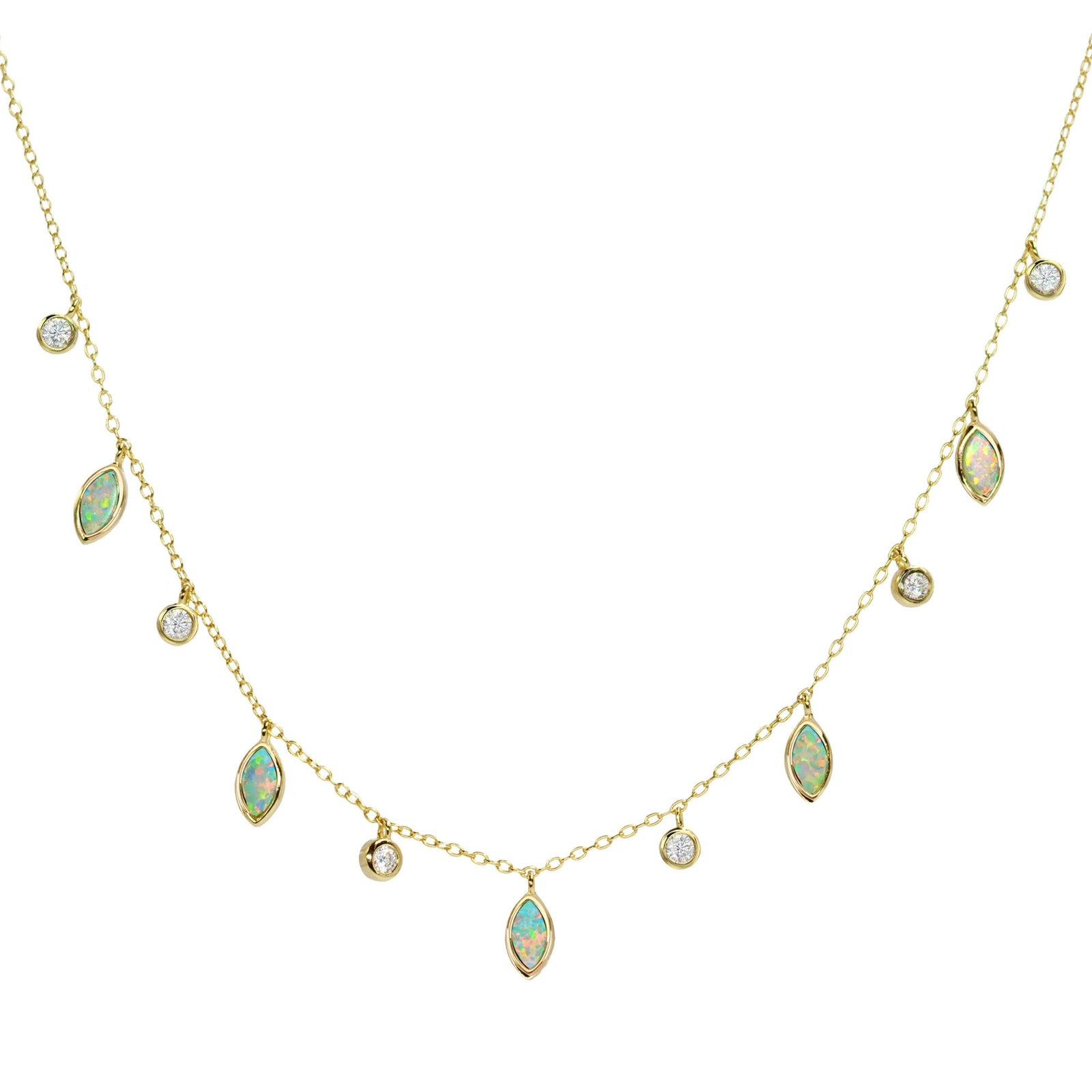Drops of spring necklace with opal light green gold
