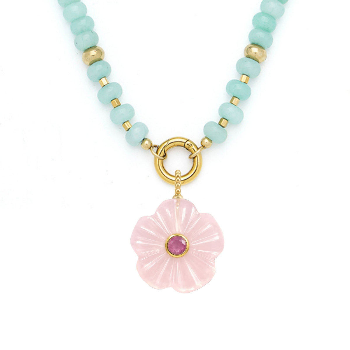 Flower Pendant and Raya Gemstone Necklace