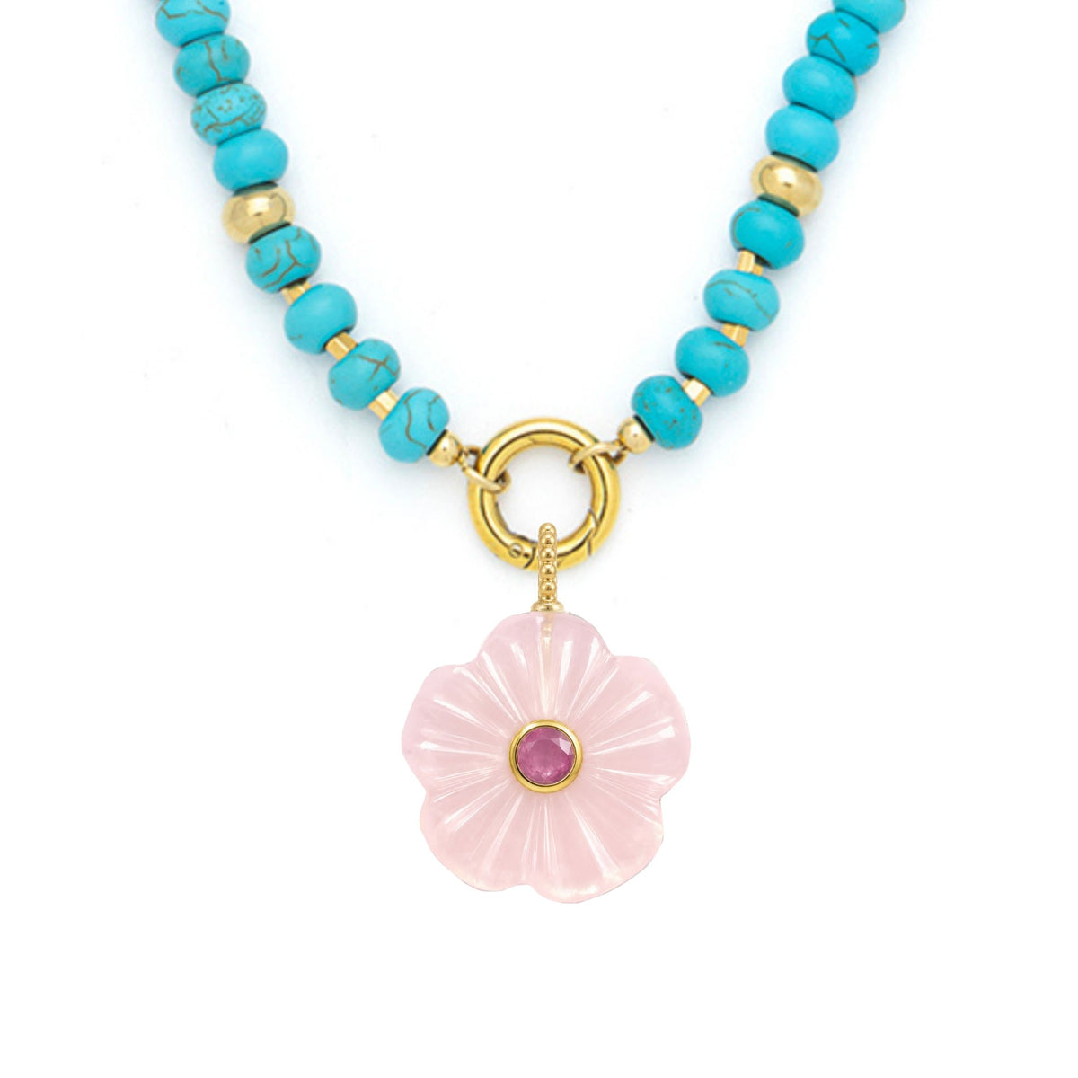 Flower Pendant and Raya Gemstone Necklace