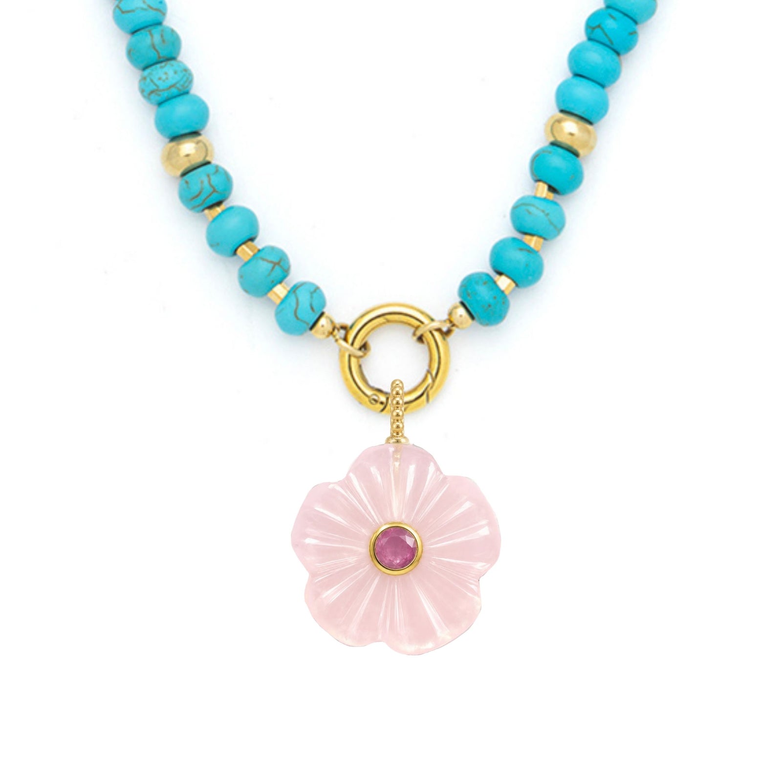 Flower Pendant and Raya Gemstone Necklace