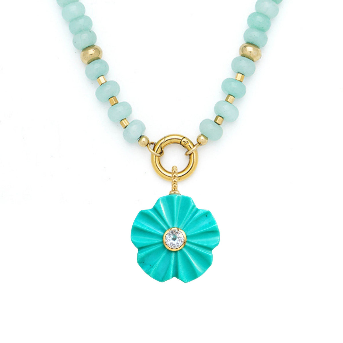 Flower Pendant and Raya Gemstone Necklace