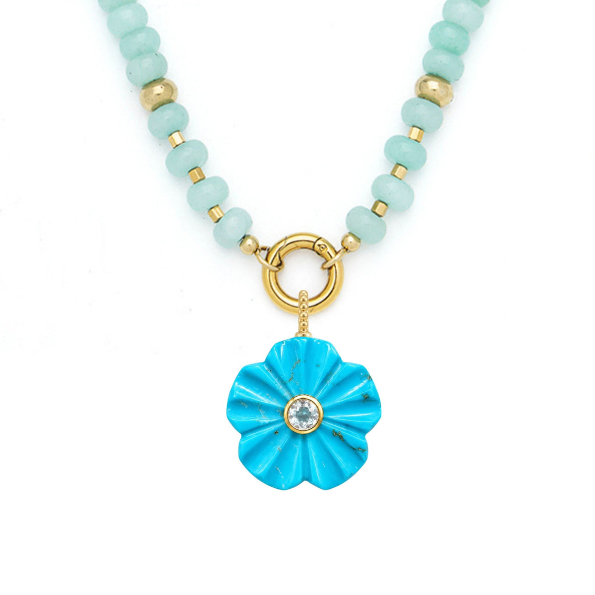 Flower Pendant and Raya Gemstone Necklace
