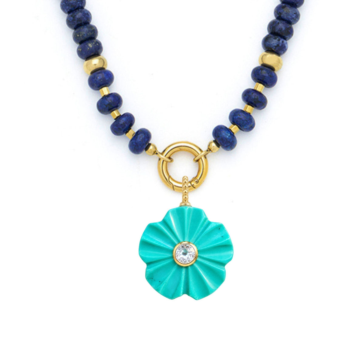 Flower Pendant and Raya Gemstone Necklace