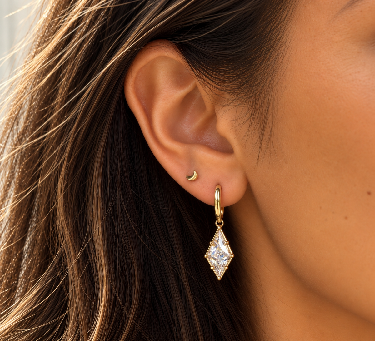 Modern Kite Drop Huggie Earrings