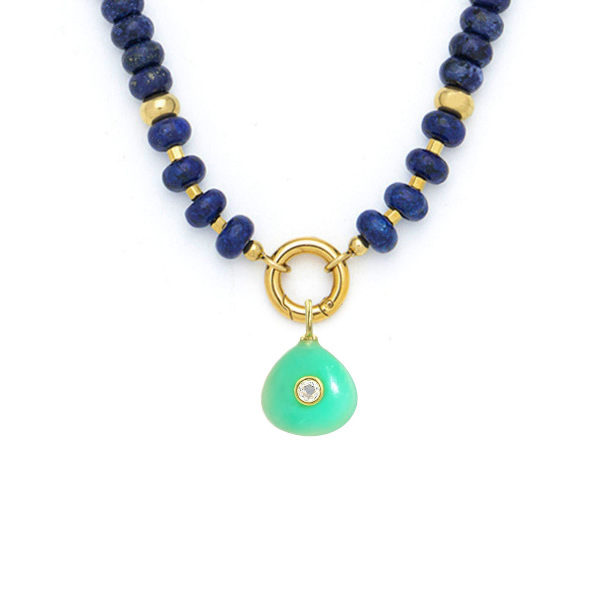 Green Chrysoprase Pendant and Raya Gemstone Necklace