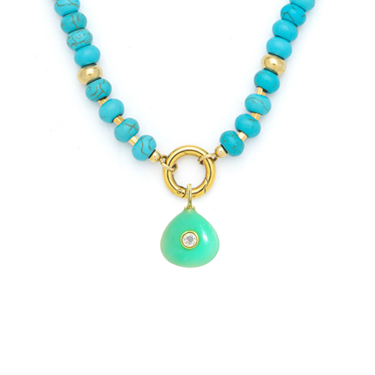 Green Chrysoprase Pendant and Raya Gemstone Necklace