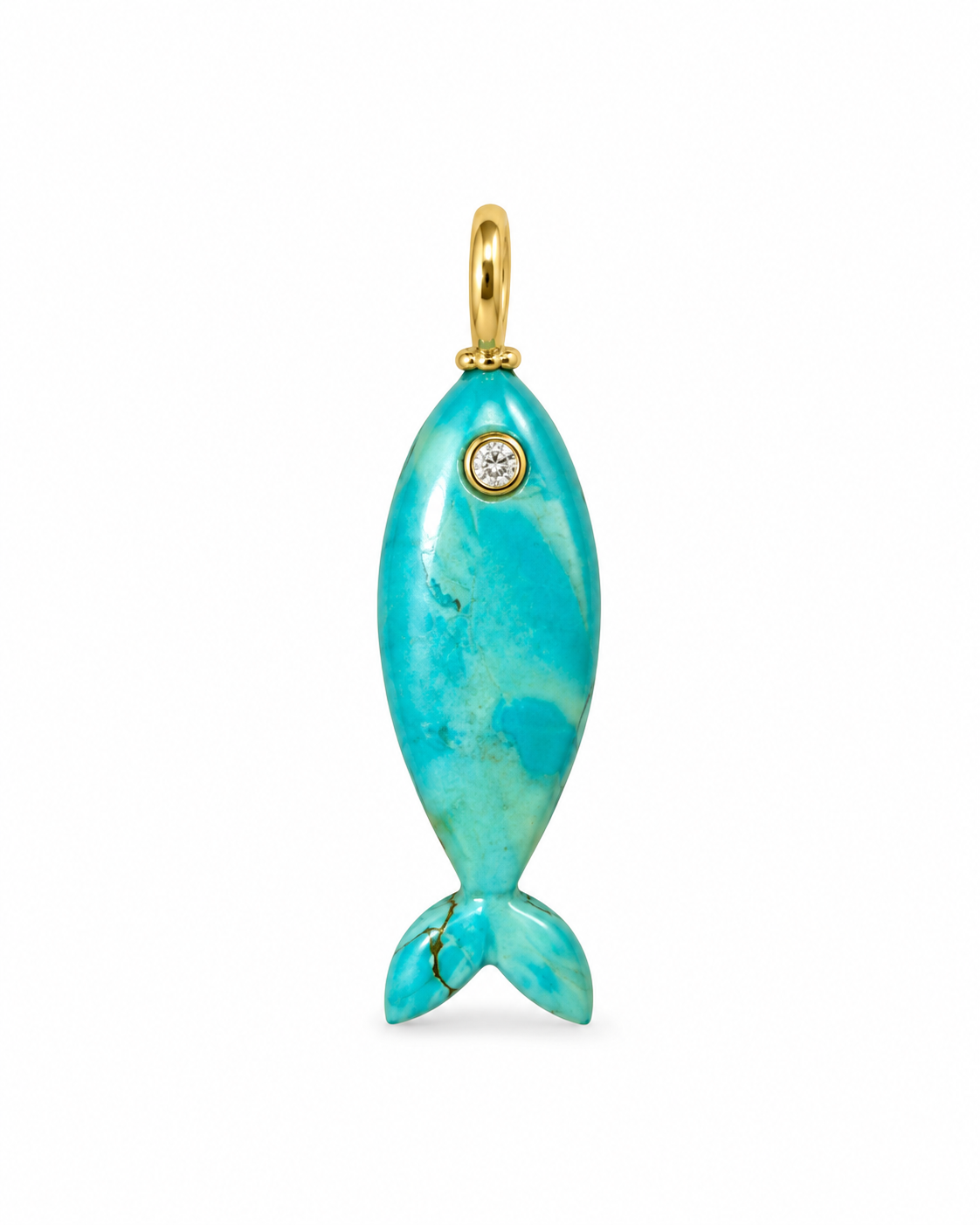 Mini Fish Gemstone Pendant With Topaz
