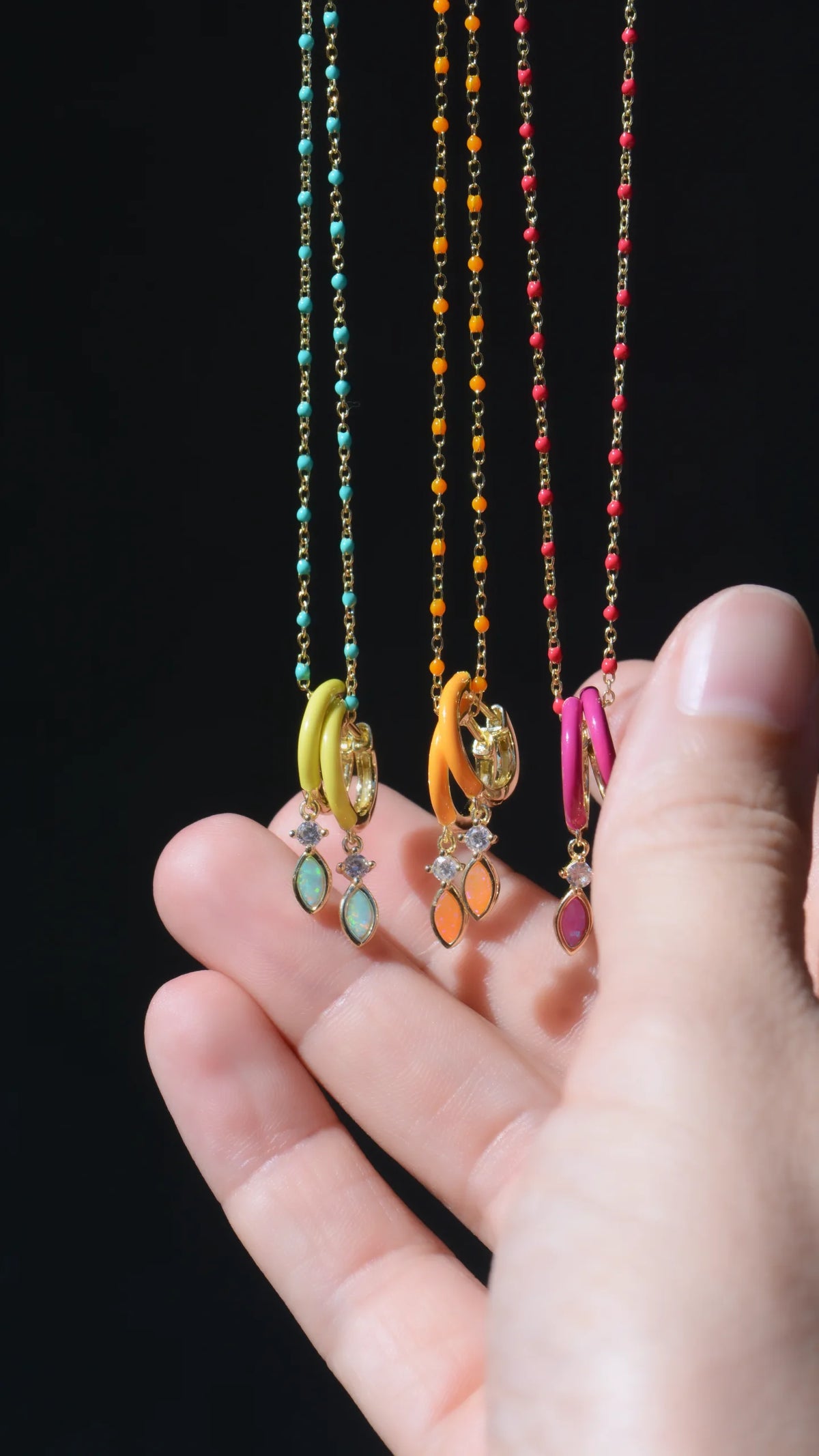 Enamel Beaded Chain Necklace