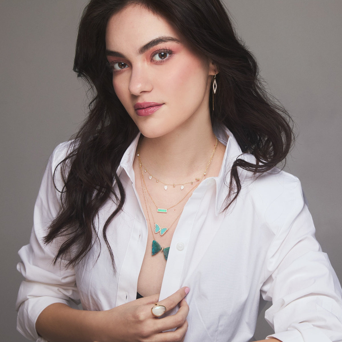 layering necklaces and chrysocolla butterfly necklace turquoise opal