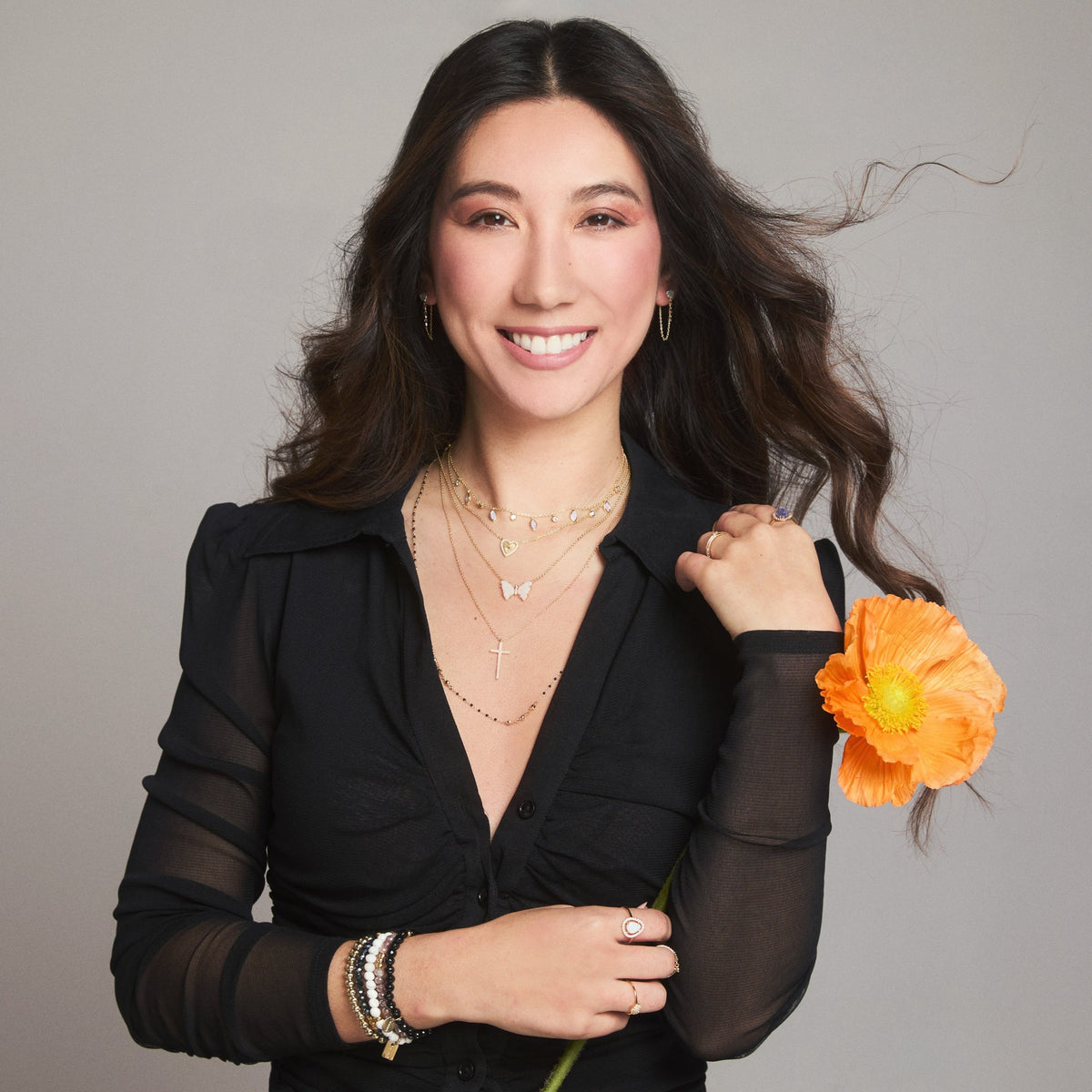 butterfly necklace with prongs and layered necklaces bracelet stack