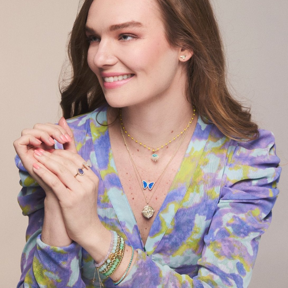 kamaria layered necklaces evil eye butterfly