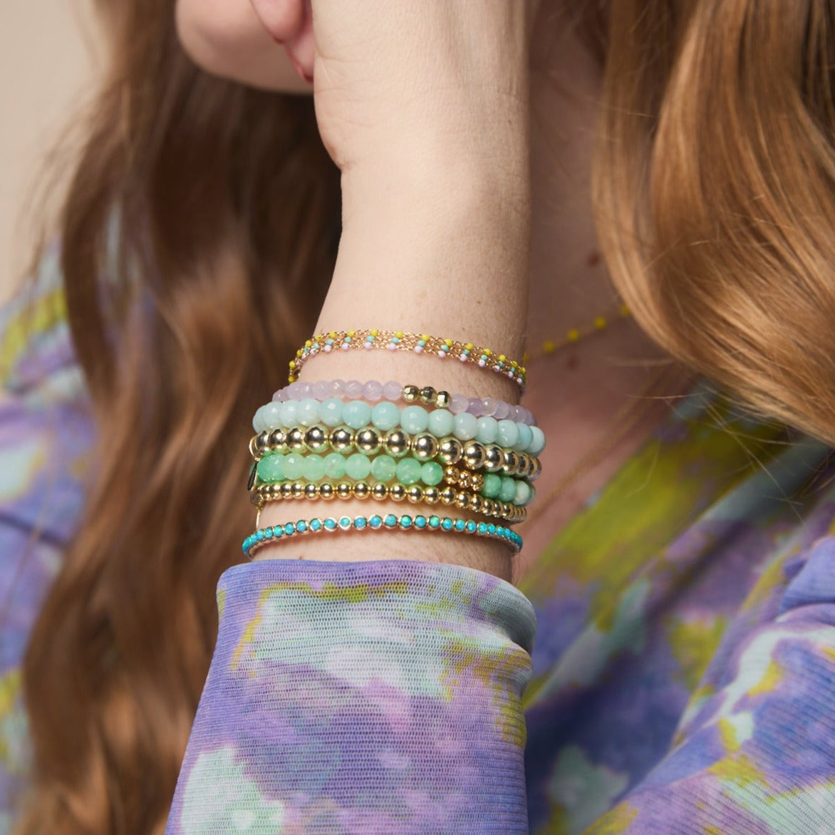 kamaria stacking bracelets enamel and beads