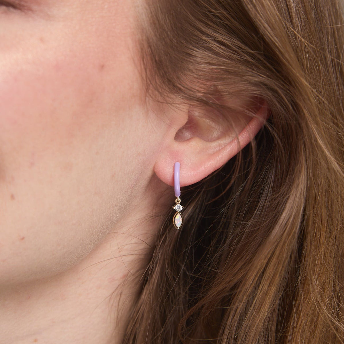 enamel huggie earrings kamaria lifestyle lavender purple opal