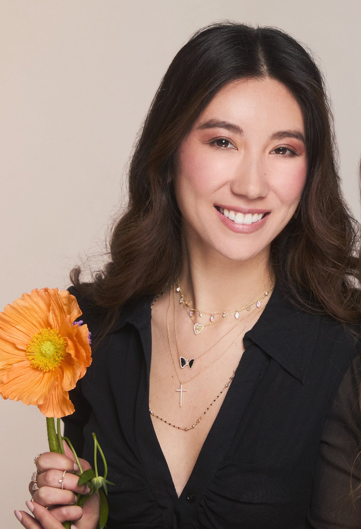 black onyx butterfly necklace layered