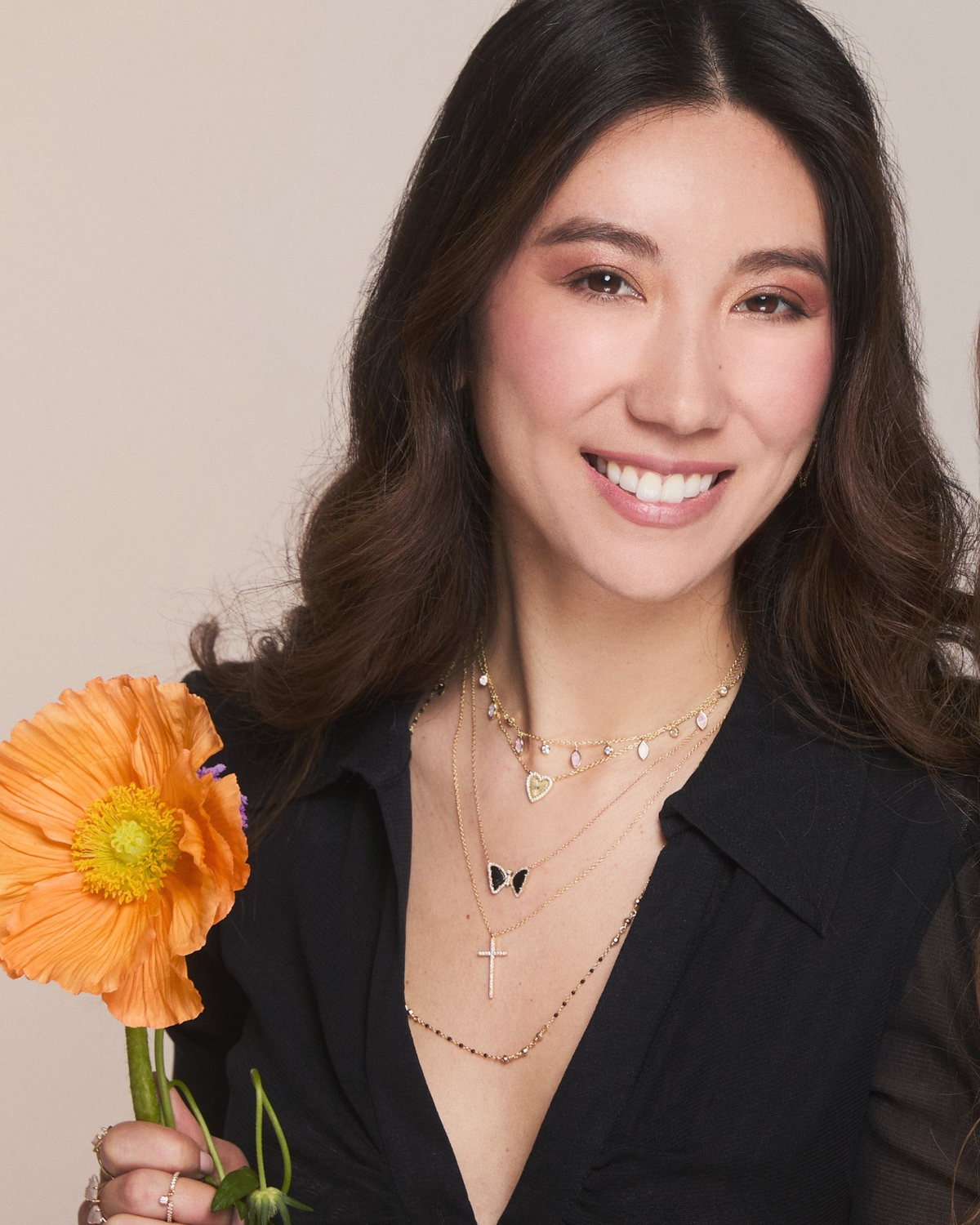 Mini Butterfly Necklace in Black Onyx