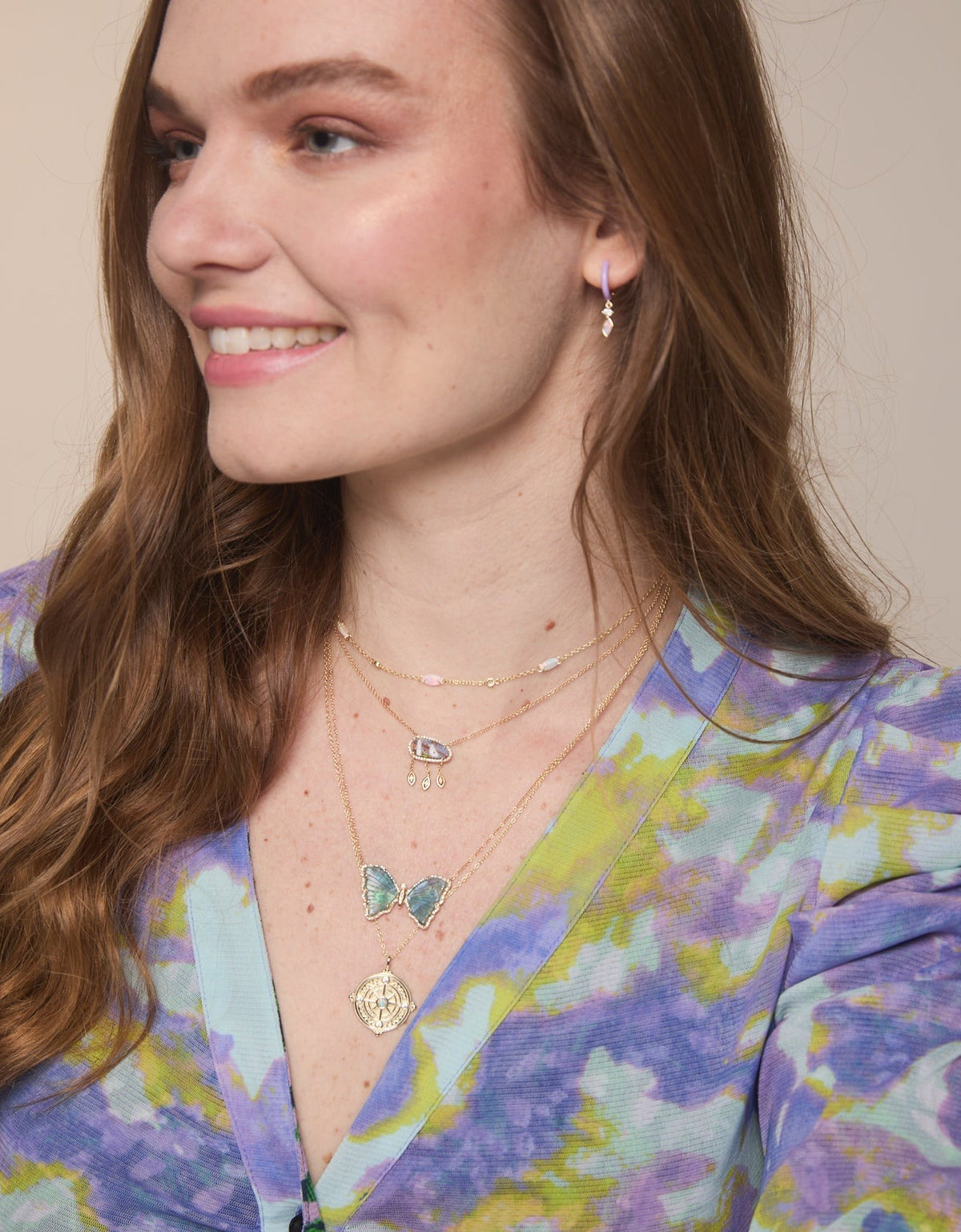 layered kamaria butterfly necklace fine diamonds compass