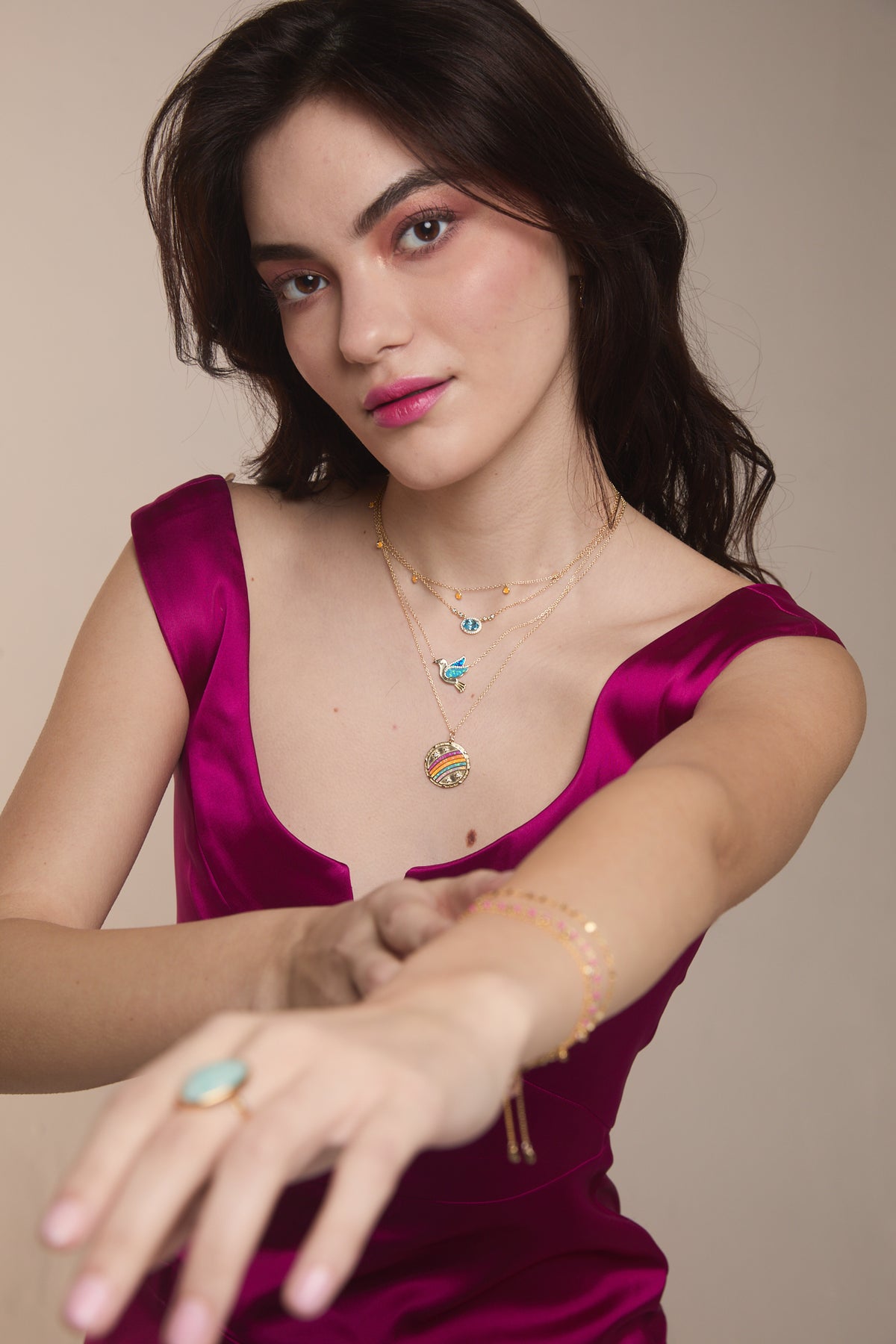 aura swiss blue topaz opal medallion necklace