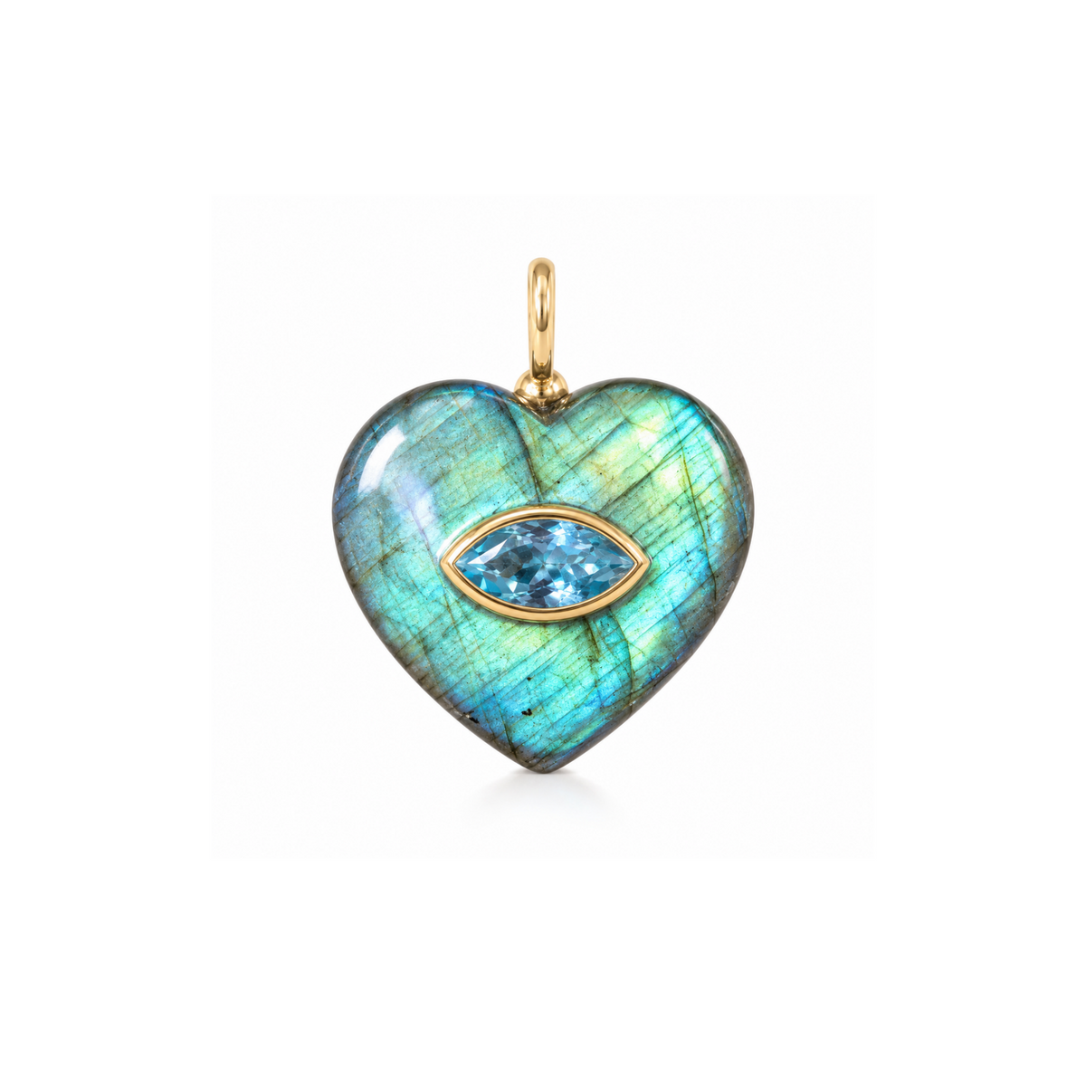 labradorite heart with blue topaz marquise