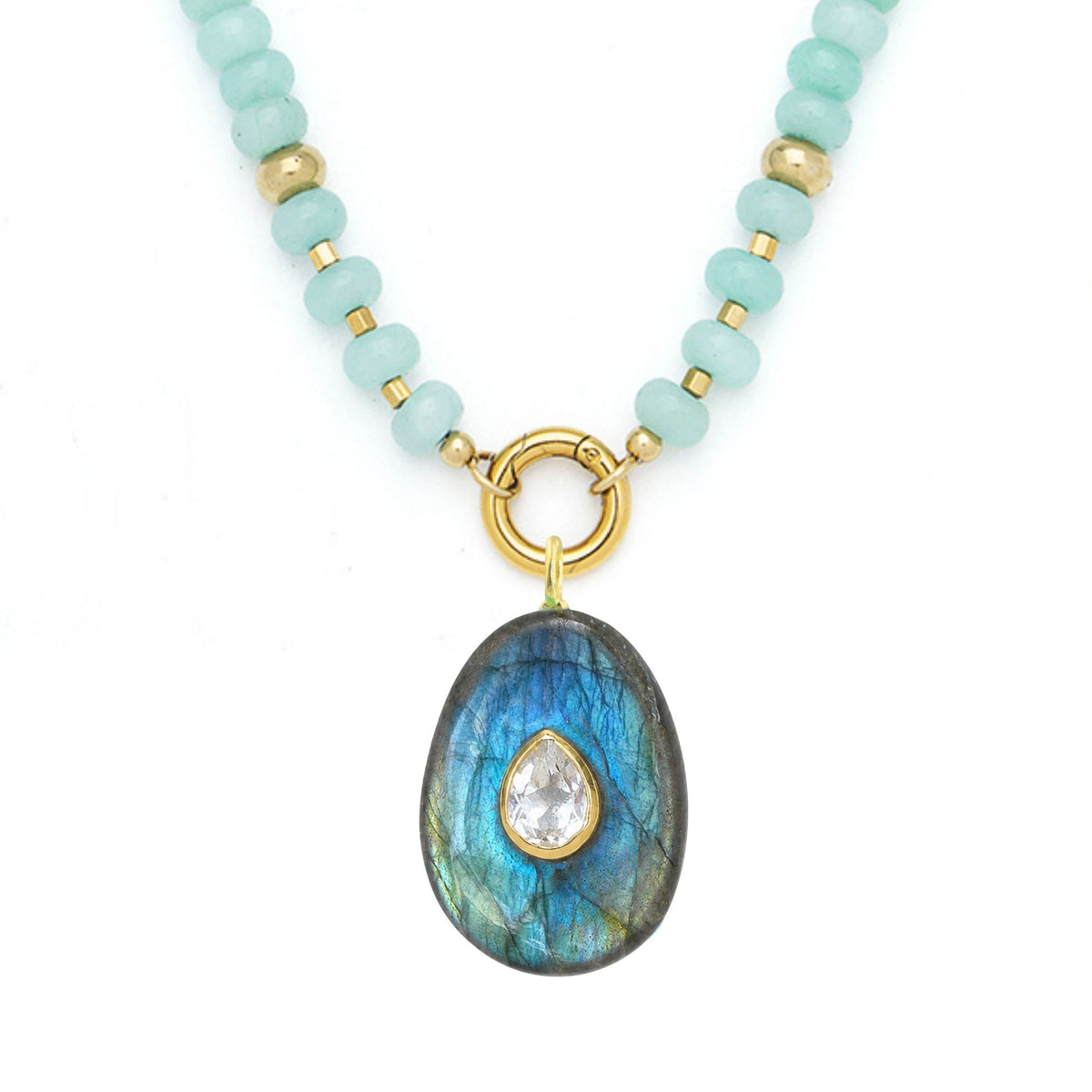 Labradorite Pendant and Raya Gemstone Necklace