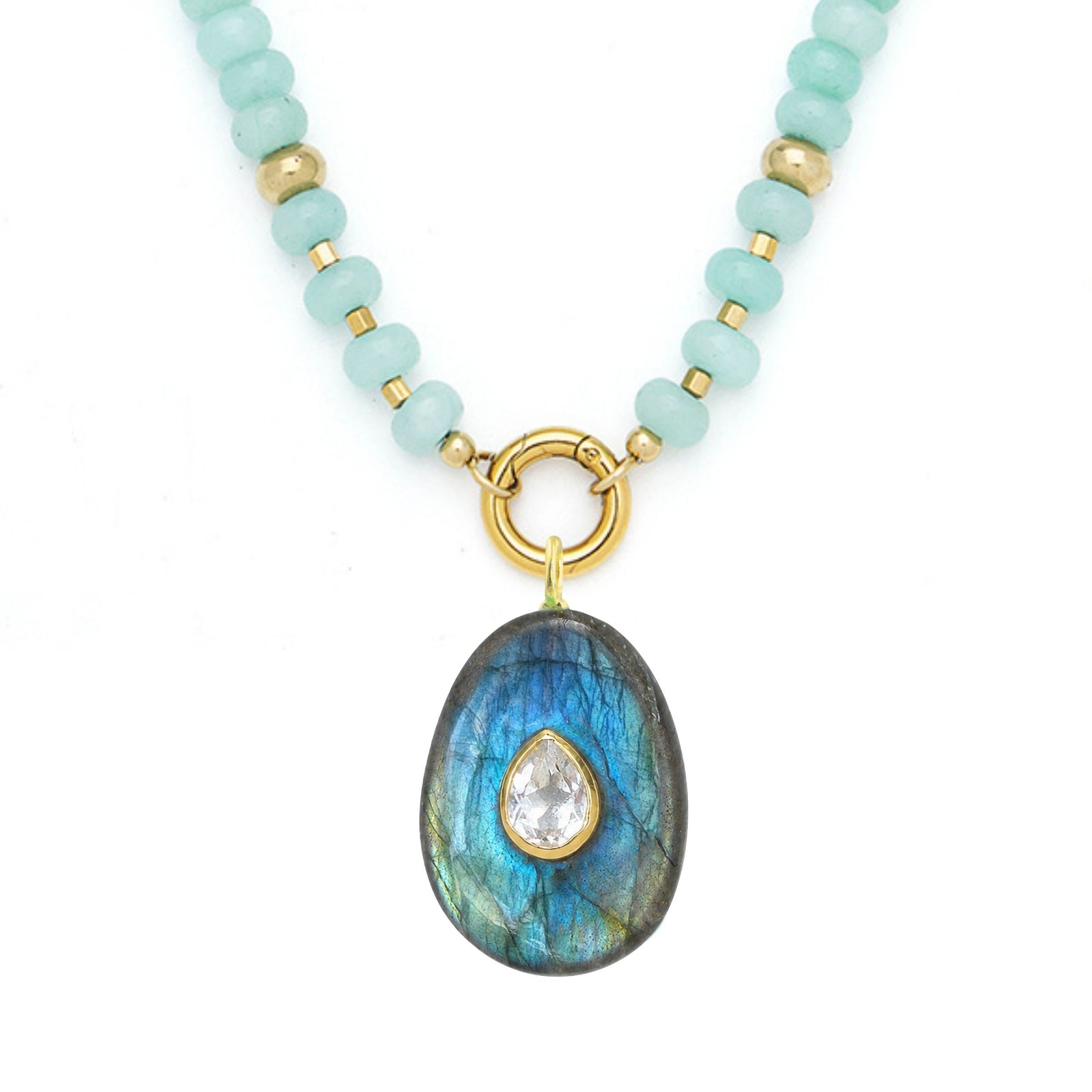 Labradorite Pendant and Raya Gemstone Necklace