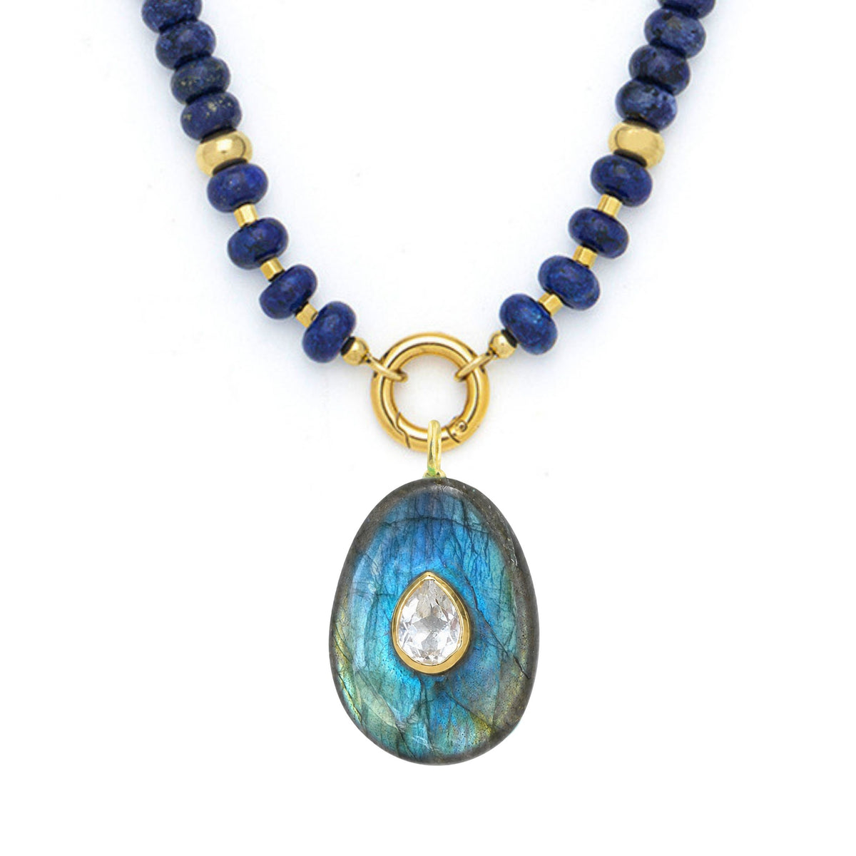 Labradorite Pendant and Raya Gemstone Necklace