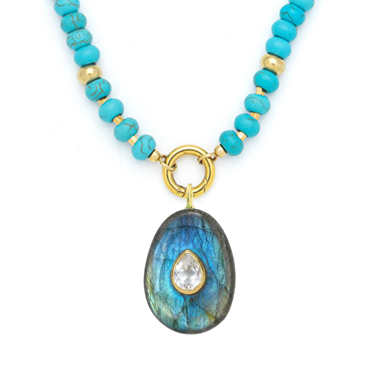 Labradorite Pendant and Raya Gemstone Necklace