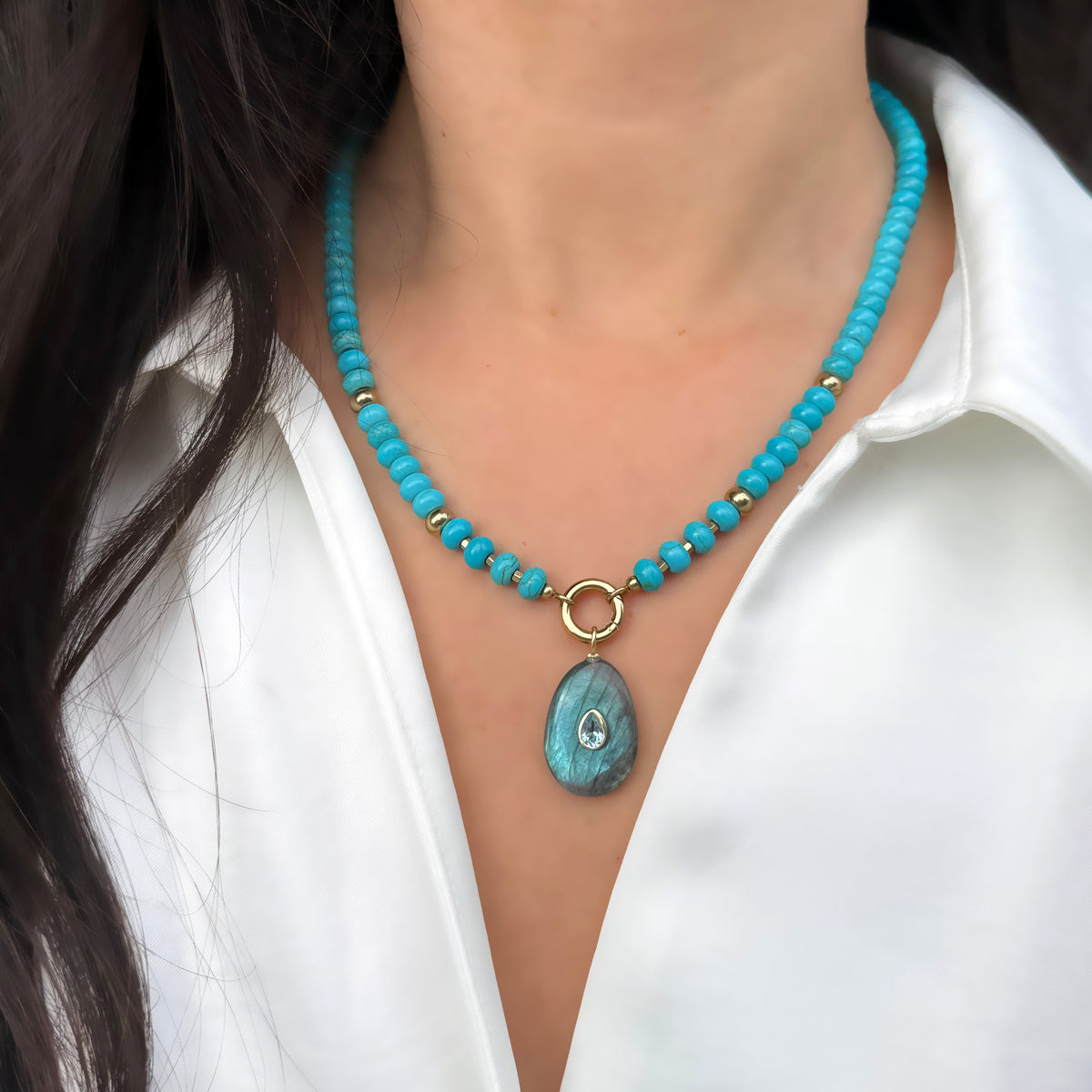 Gemstone Necklace With Labradorite Pendant