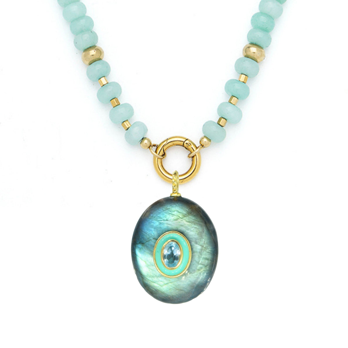 Labradorite Pendant and Raya Gemstone Necklace