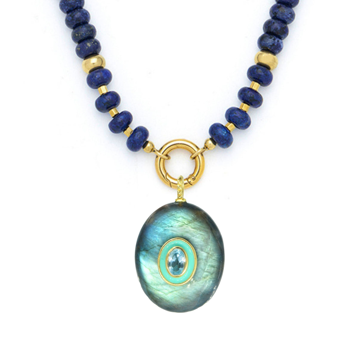Labradorite Pendant and Raya Gemstone Necklace