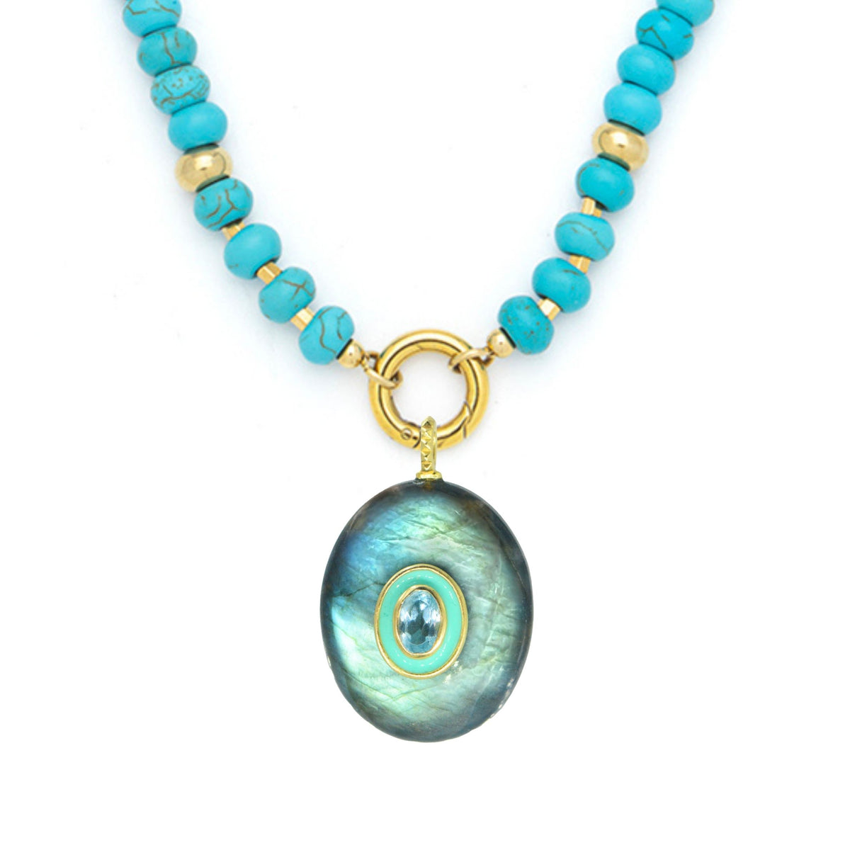 Labradorite Pendant and Raya Gemstone Necklace