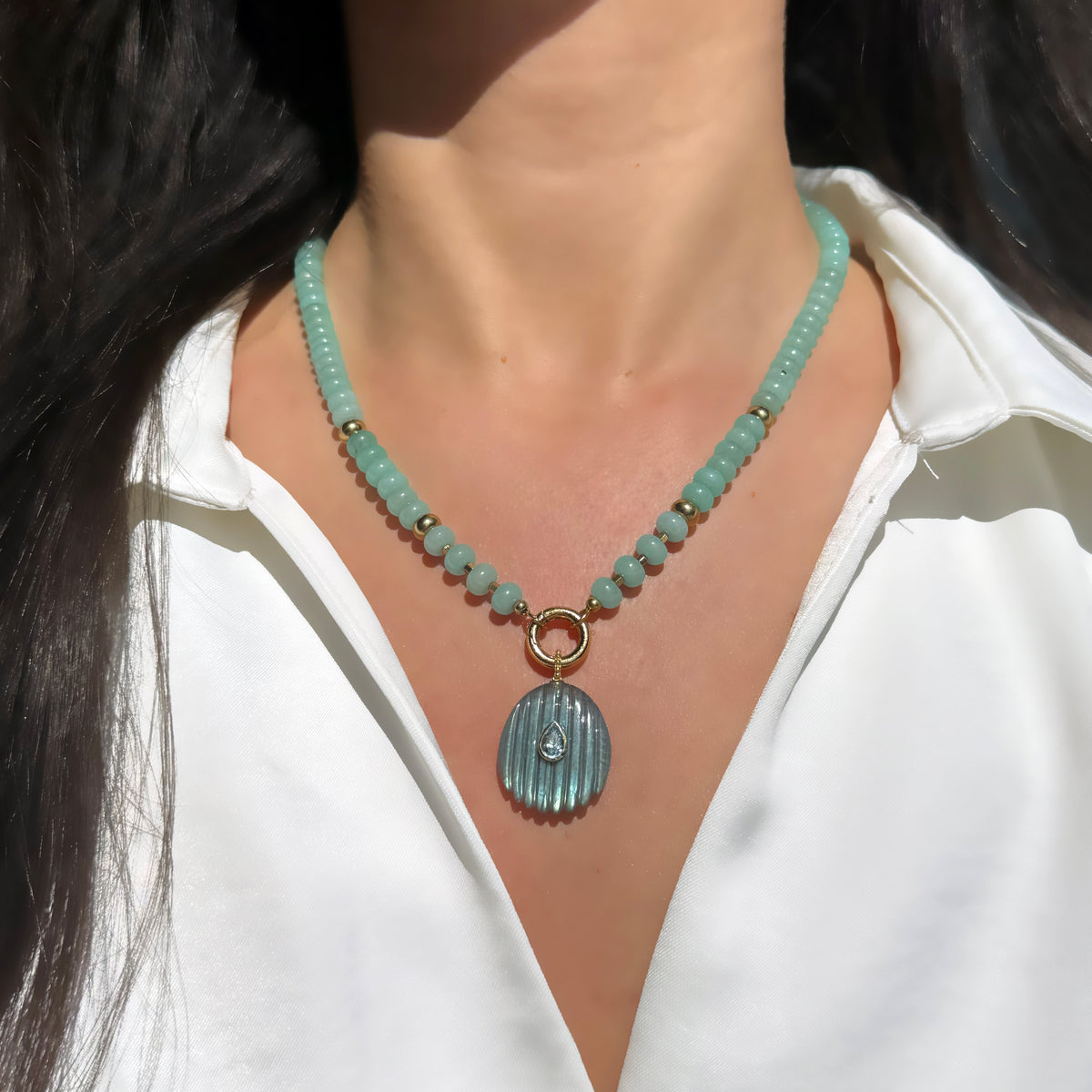 Gemstone Necklace With Labradorite Pendant
