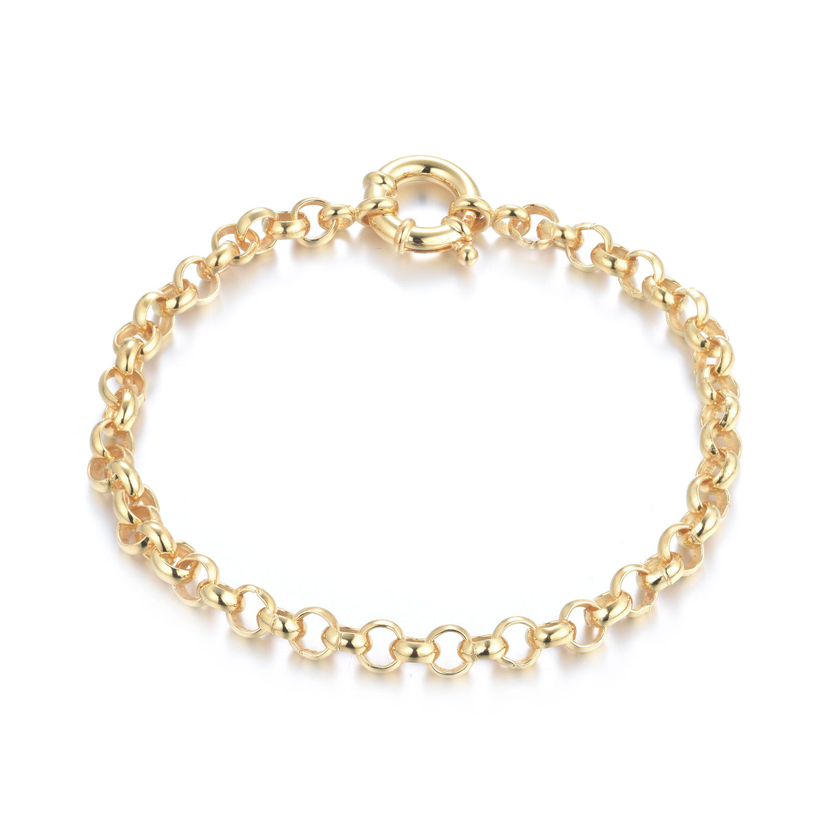 Large Rolo Link Chain Bracelet With Clasp