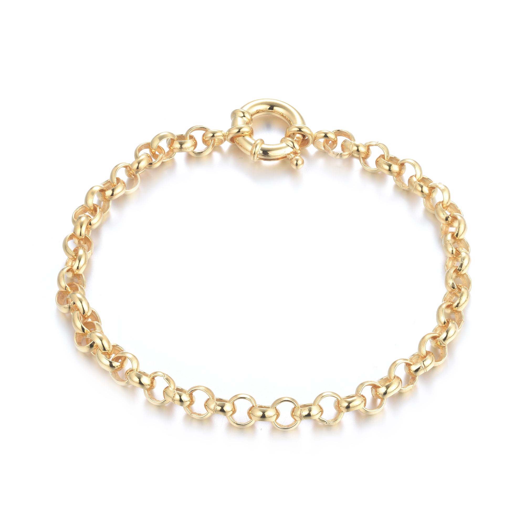 Large Rolo Link Chain Bracelet With Clasp
