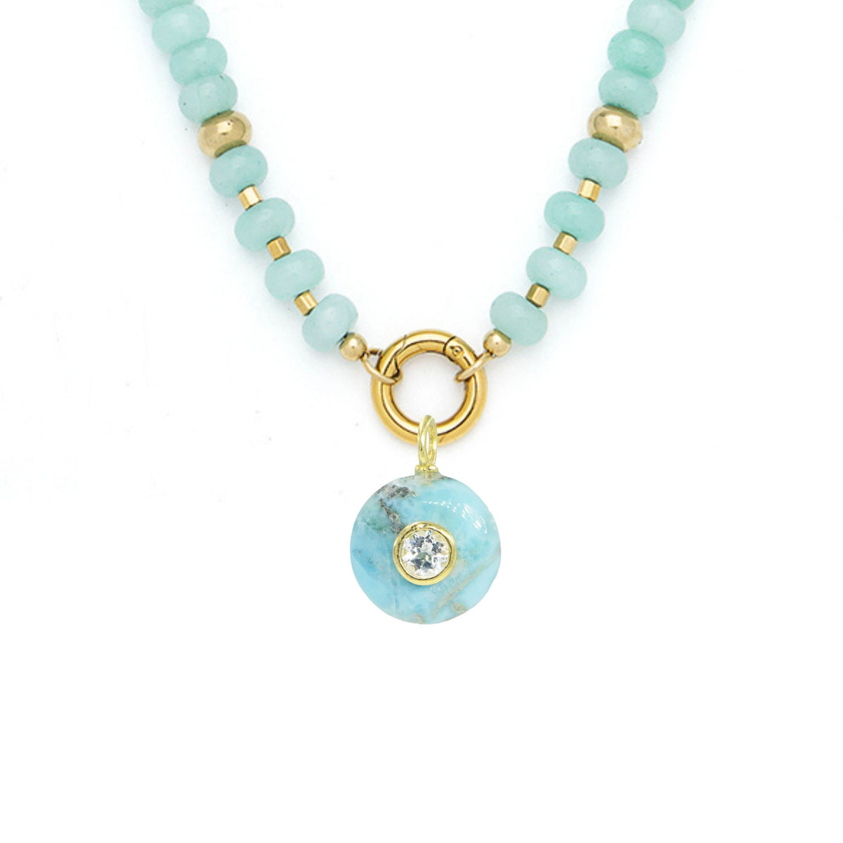 Larimar Pendant and Raya Gemstone Necklace