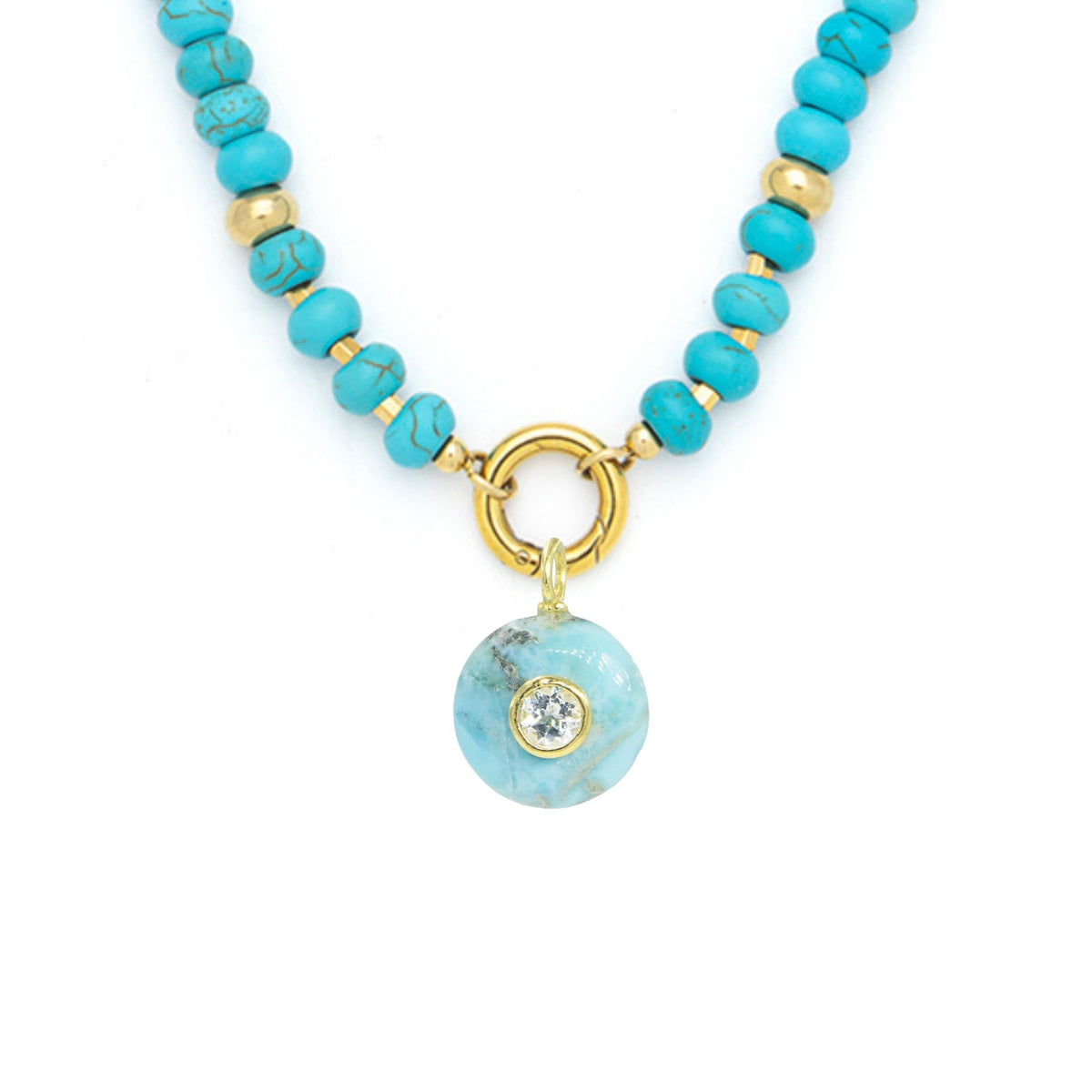 Larimar Pendant and Raya Gemstone Necklace