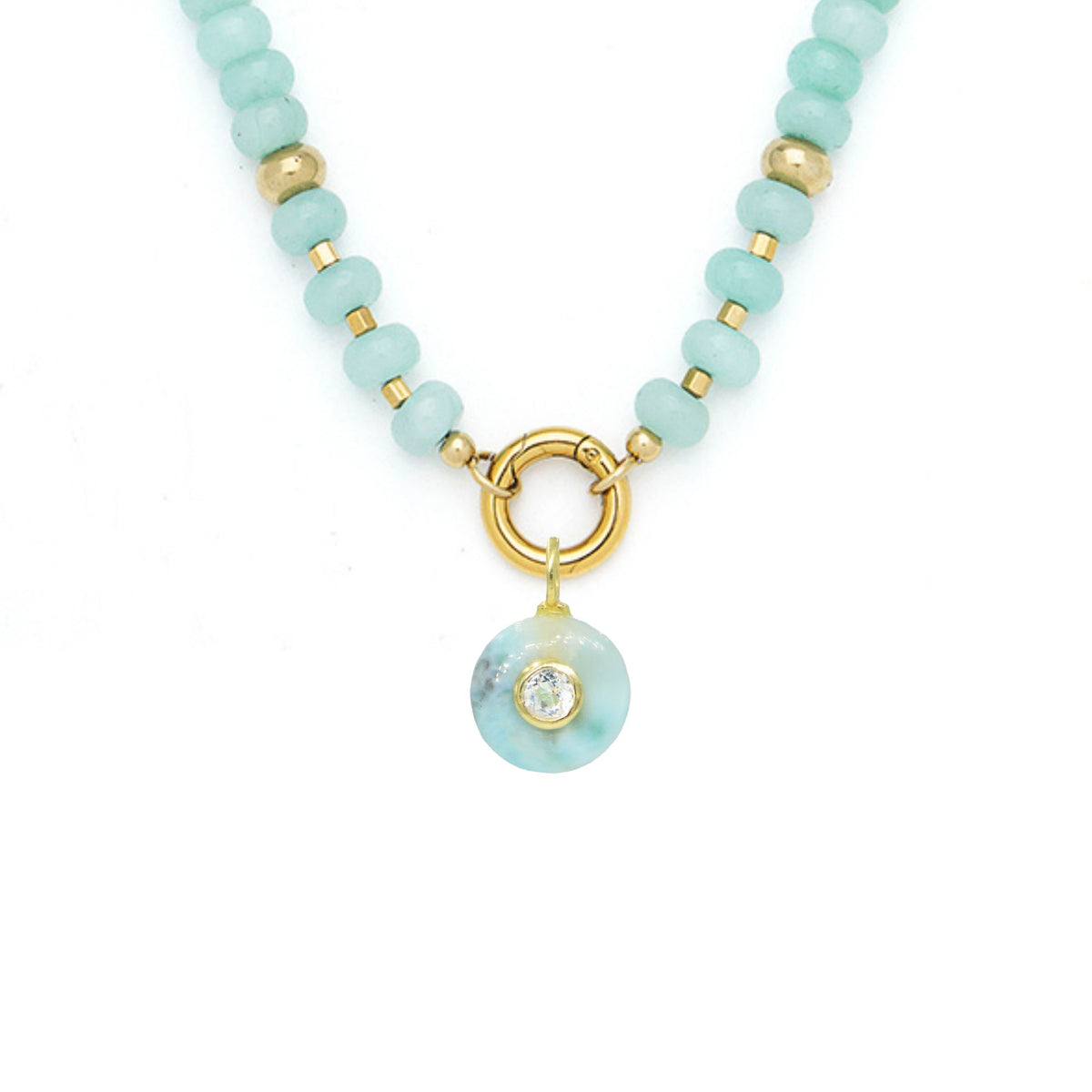 Larimar Pendant and Raya Gemstone Necklace