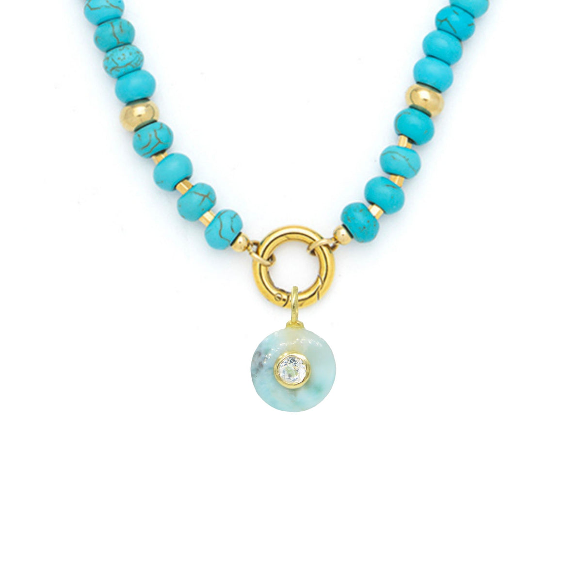 Larimar Pendant and Raya Gemstone Necklace