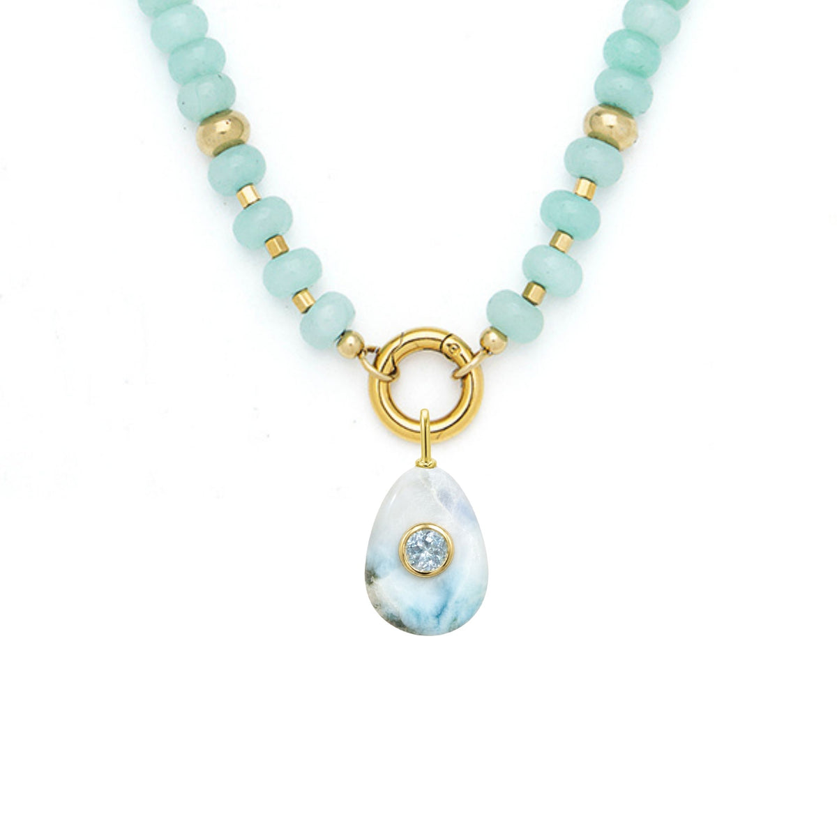 Larimar Pendant and Raya Gemstone Necklace