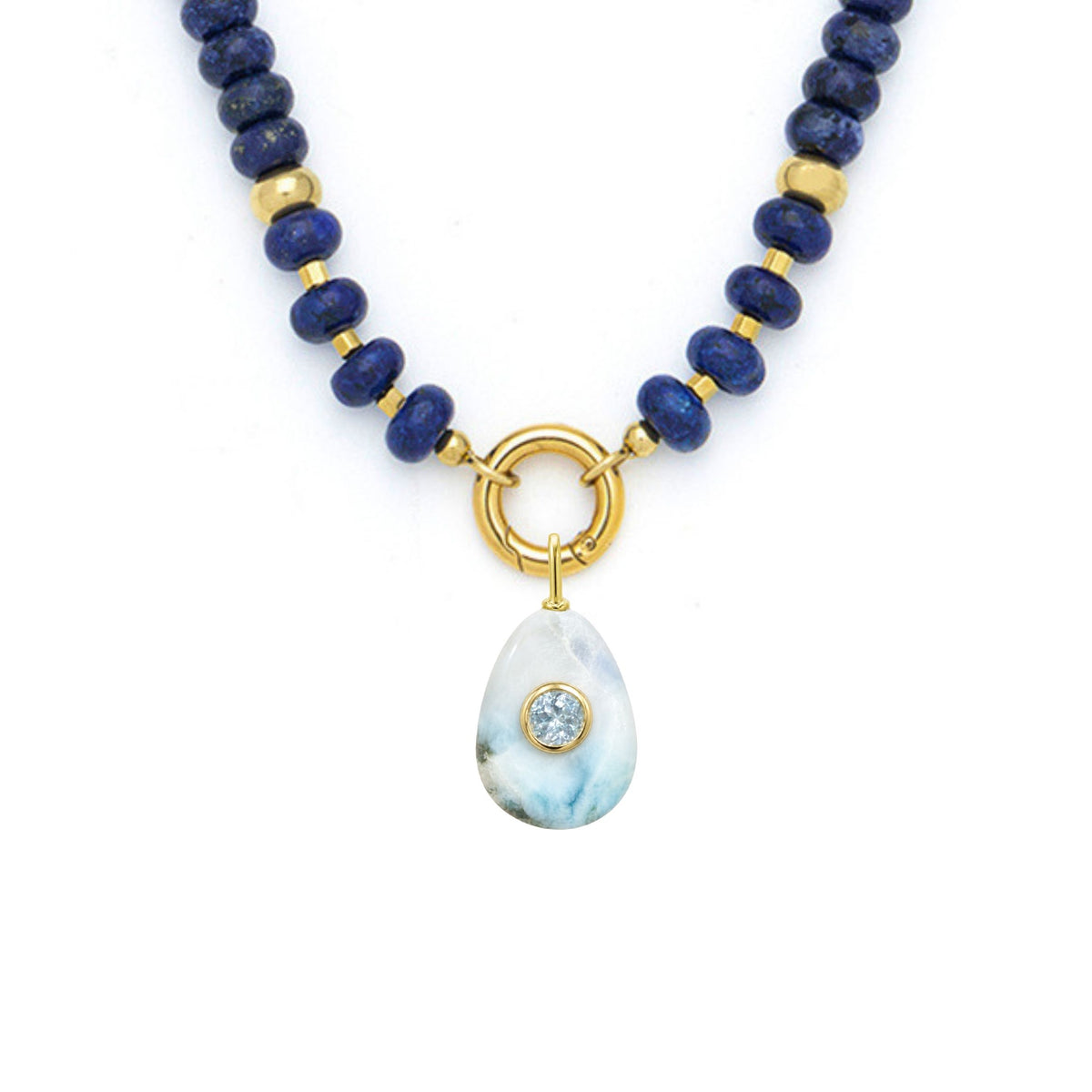 Larimar Pendant and Raya Gemstone Necklace