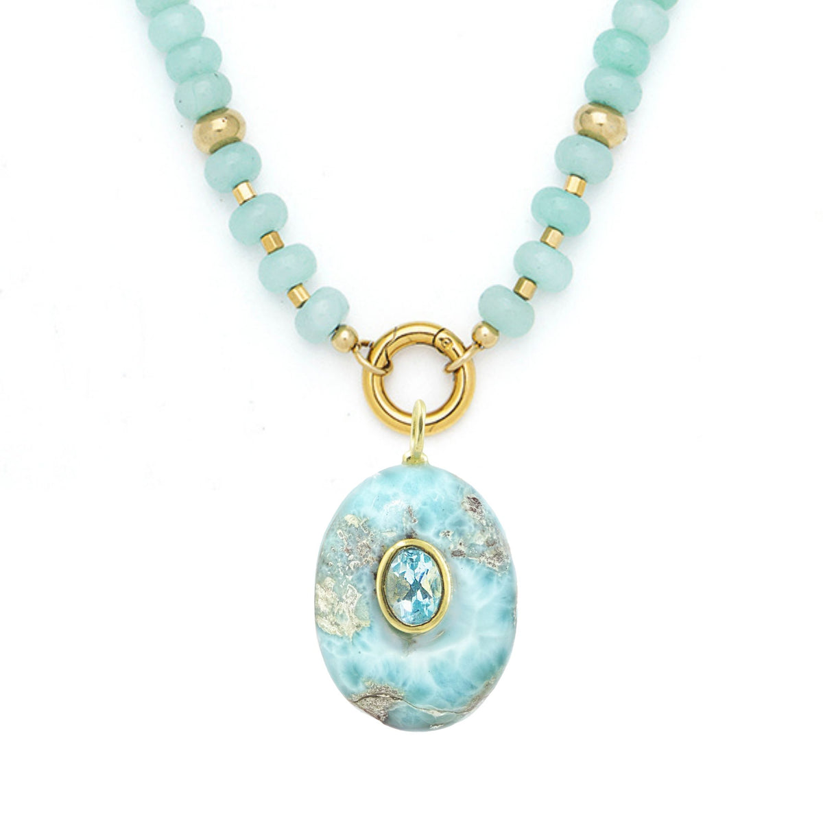 Larimar Raya Gemstone Beaded Necklace Amazonite