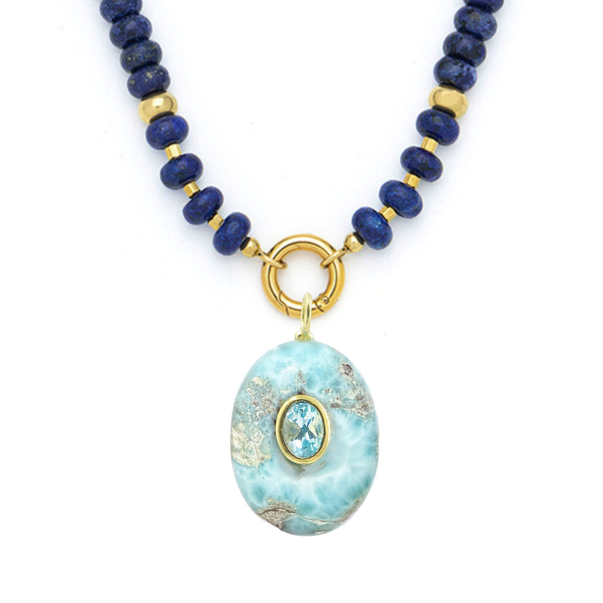 Larimar Raya Gemstone Beaded Necklace Lapis
