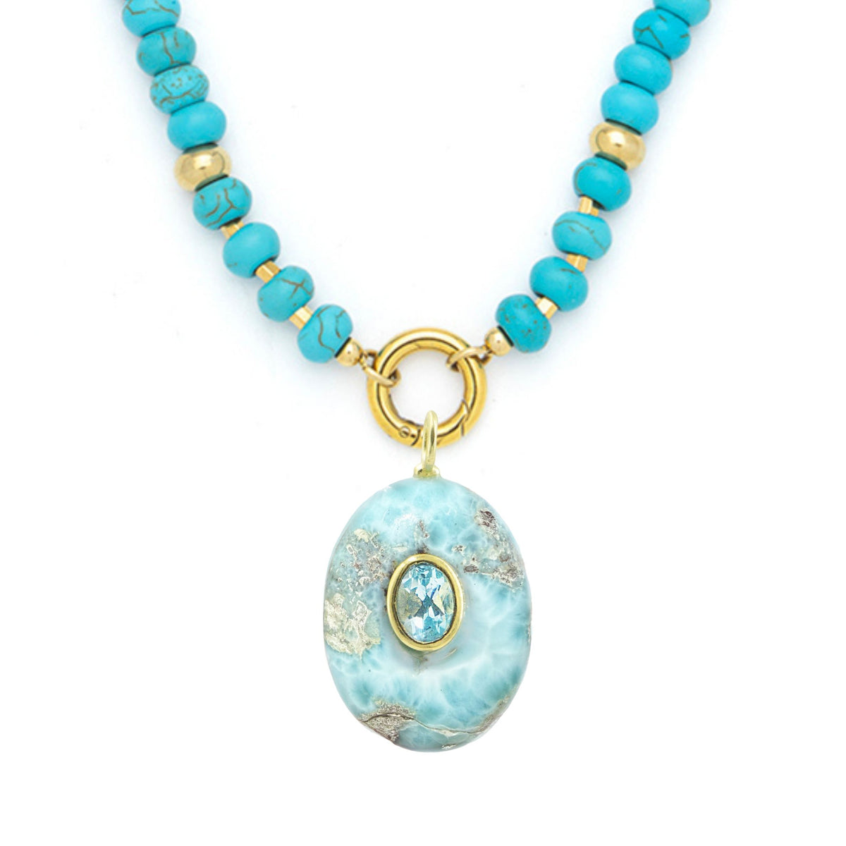 Larimar Raya Gemstone Beaded Necklace Turquoise