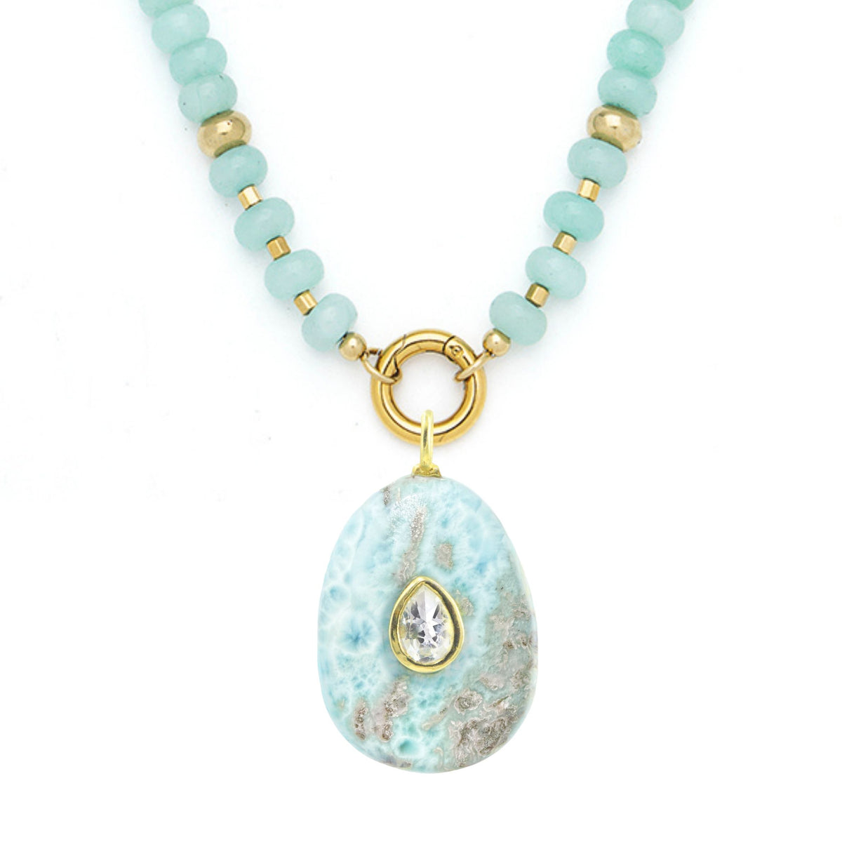 Larimar Raya Gemstone Beaded Necklace Amazonite