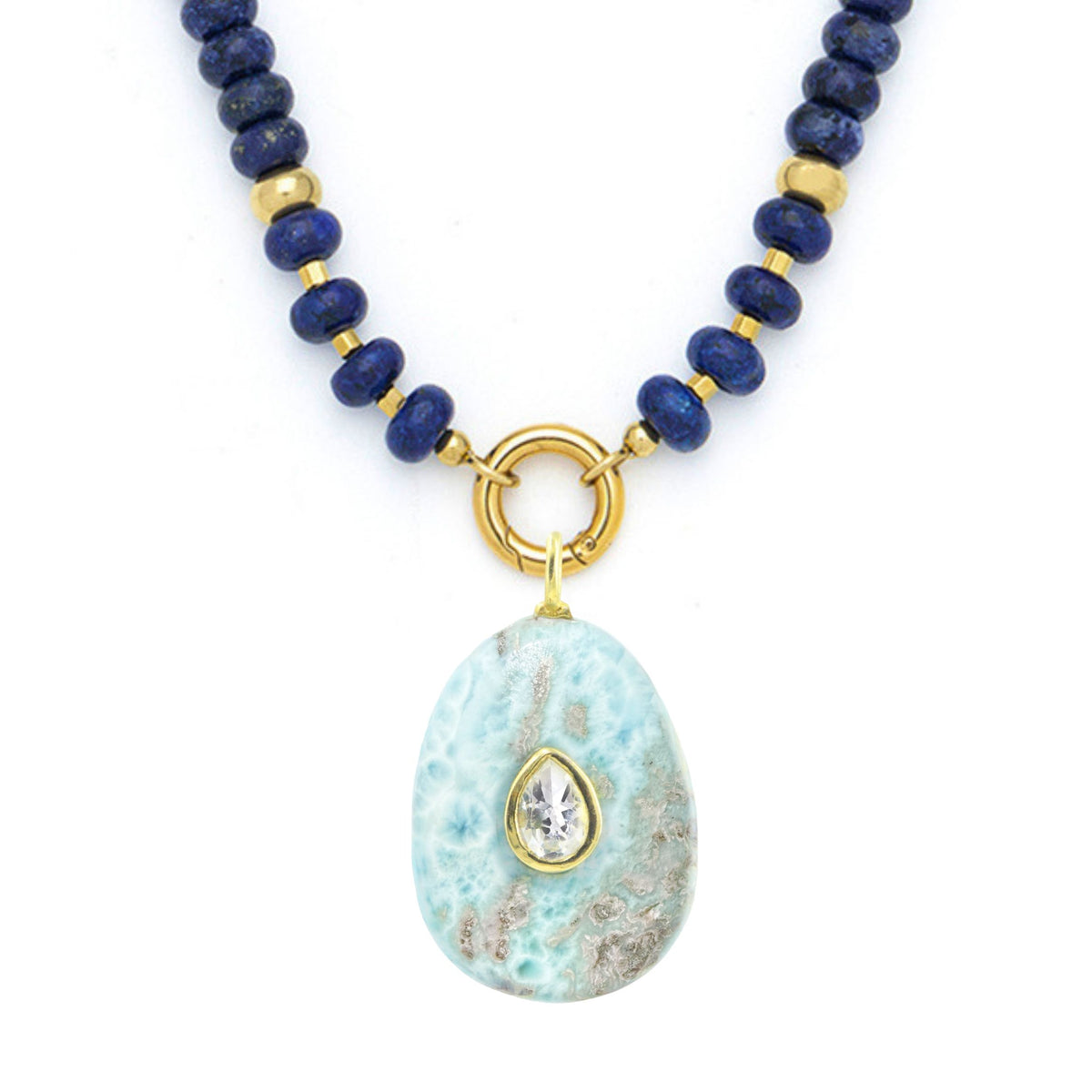 Larimar Raya Gemstone Beaded Necklace Lapis
